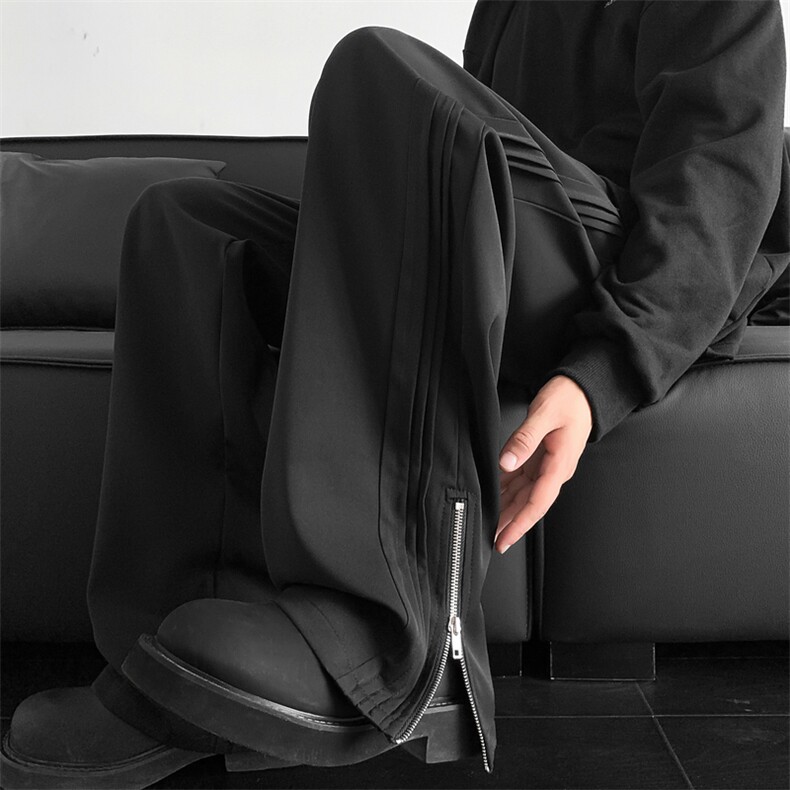 高级感痞帅垂感休闲西裤美式潮牌直筒阔腿裤504-K194-P55控78，男装西裤，星座504