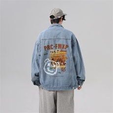 水洗牛仔外套男款春季美式痞帅上衣服宽松休闲工装夹克JK1024-P68，男装夹克，星座1103-3