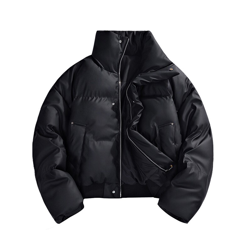 支持二开25冬季立领PU皮棉服男短款棉衣外套宽松面包服M810-P75,男装棉衣,电商A441