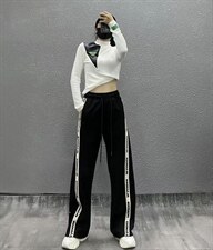 春季新品织带卫裤，女装休闲裤，菲库feiku