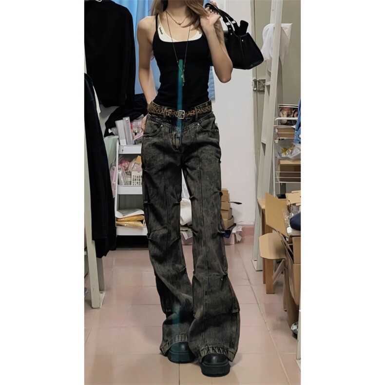 【有货】cleanfit褶皱烟灰色牛仔裤美式vibe裤子高街KZA51LL-P60,男装牛仔裤,星座1007（原301D）