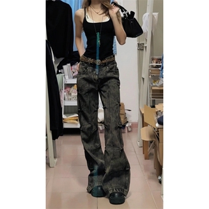 【有货】cleanfit褶皱烟灰色牛仔裤美式vibe裤子高街KZA51LL-P60图片