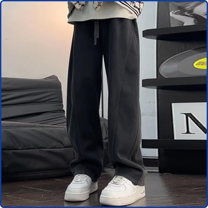 1506-1/KK1061/P53水洗磨白灰阔腿卫裤春秋男裤子垂坠感运动裤男图片
