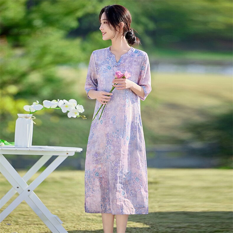 2026年夏季苎麻文艺/优雅旗袍,女装汉服/婚纱/旗袍/礼服,江南依恋