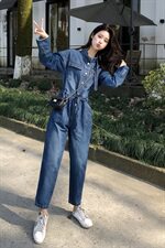 爆款主推套装宽松收腰牛仔连体裤连衣裤女188811，女装牛仔裤，艾青服饰