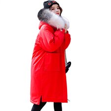 时尚优雅潮流连帽棉衣2020年冬季中长款休闲刺绣棉服，女装棉衣/棉服，天丝秀
