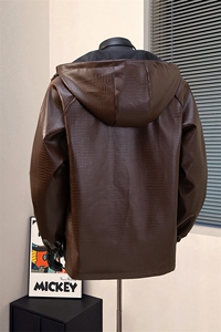 港风模特连帽鳄鱼纹PU皮衣大码M-5XL冲锋衣夹克男JK8744P90控128图片
