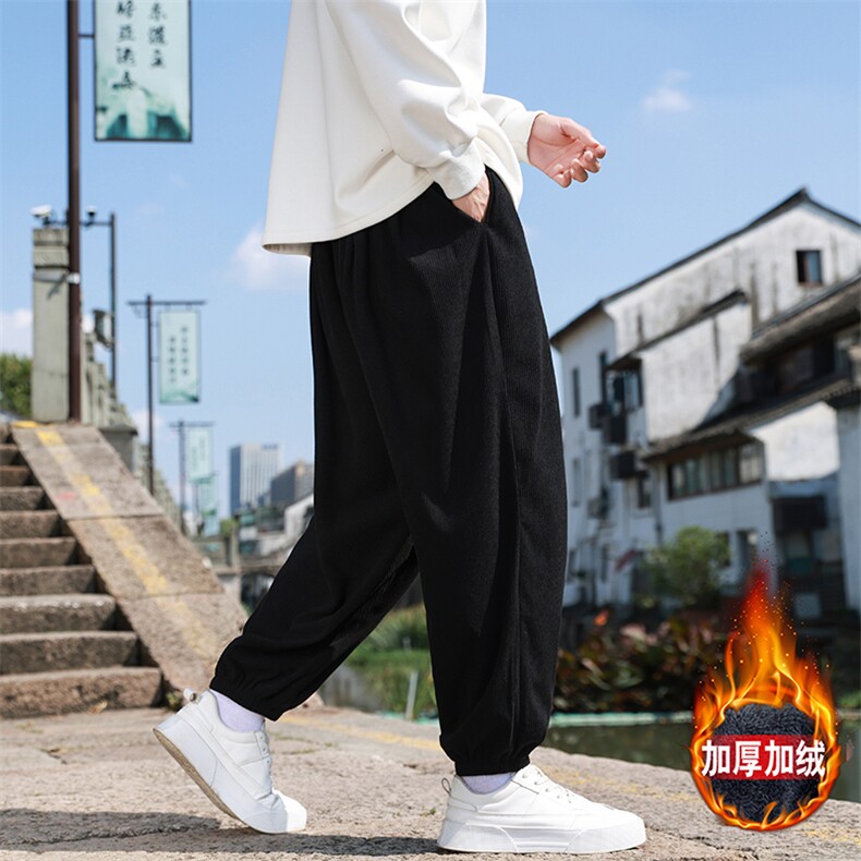 风冬季新款灯芯绒长裤子男束脚裤日系复古大码休闲裤K28-P45,男装休闲裤,星座225-1