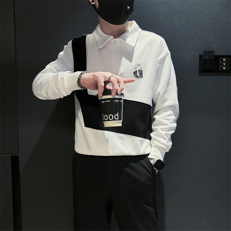 痞帅高级感拼接翻领男士卫衣外套社会小伙店主风301C-WY49P58控78，女装短外套，星座301C（原B323）