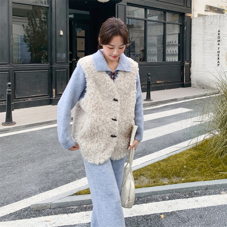 针织套装羊羔毛马甲三件套2C090-9031-P255-K388,女装套装/套裙,2C090