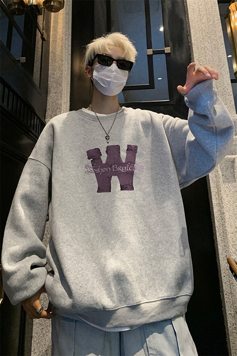 ！圆领卫衣男装港风长袖T恤男外套男WY237-特P23,男装T恤,电商B367