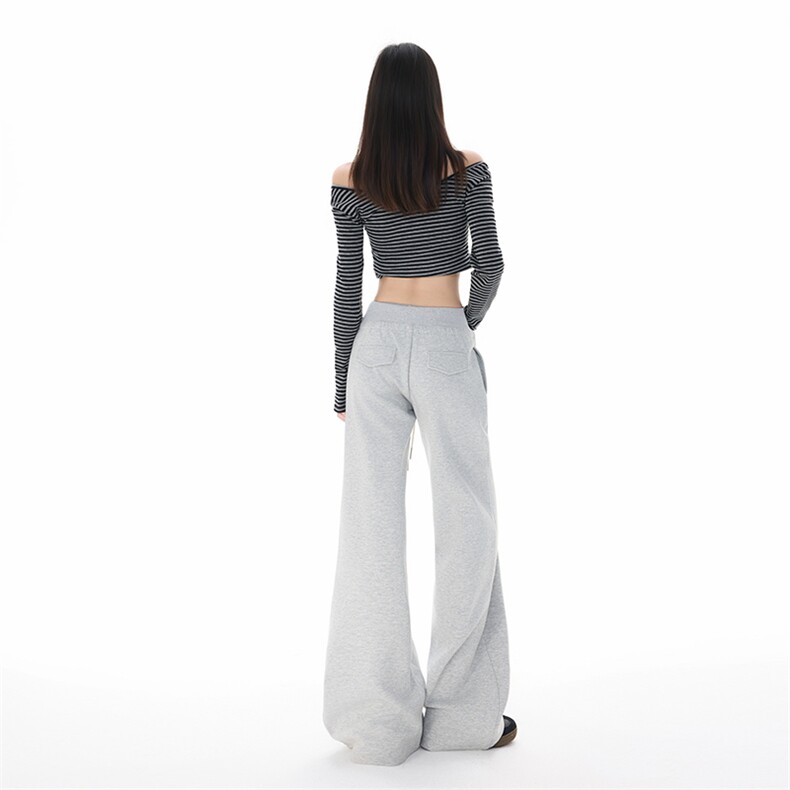 美式复古黑色微喇叭裤女秋冬季修身显瘦百搭运动休闲裤YD9059-P65,男装休闲裤,星座509