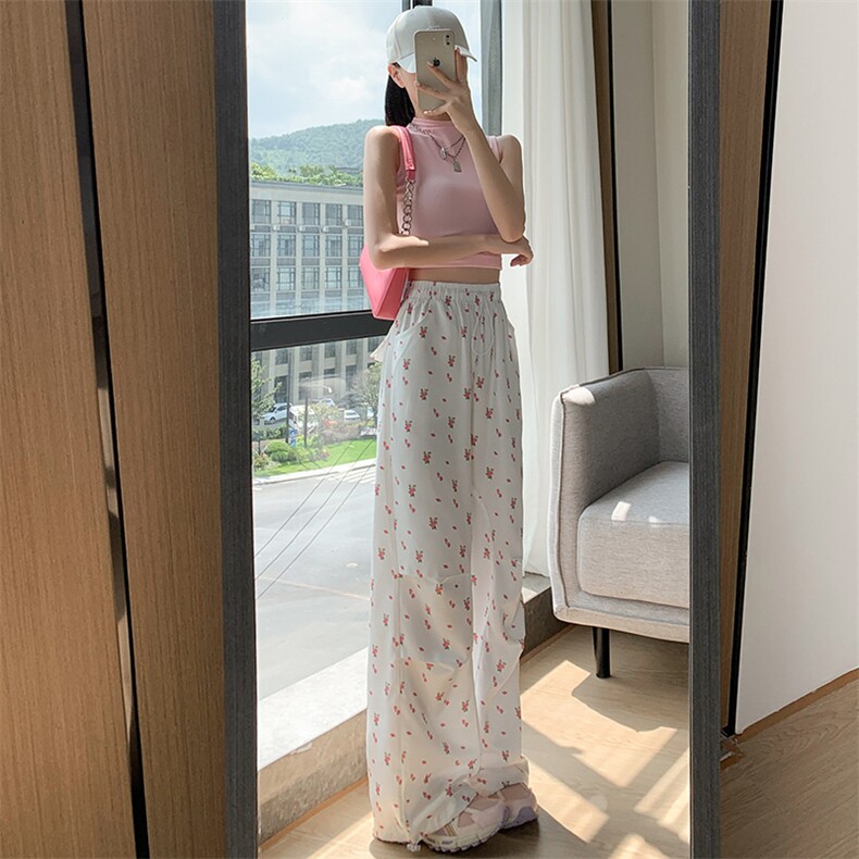 AK2410-p48立体腰头碎花刺绣阔腿裤女2026早春新款工装裤,女装休闲裤,星座617A-2