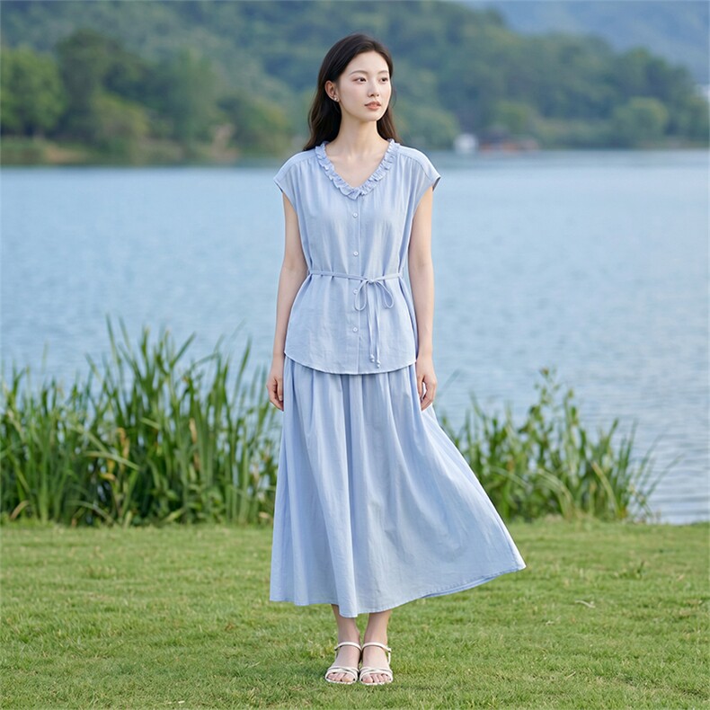 套装女夏季纯色清爽两件套,女装套装/套裙,曼沙奕珂