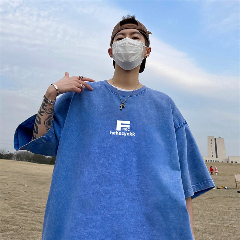 量大优可供抖音视频支持得物品质配合二开美式水洗短袖t恤SX82,男装T恤,电商A486
