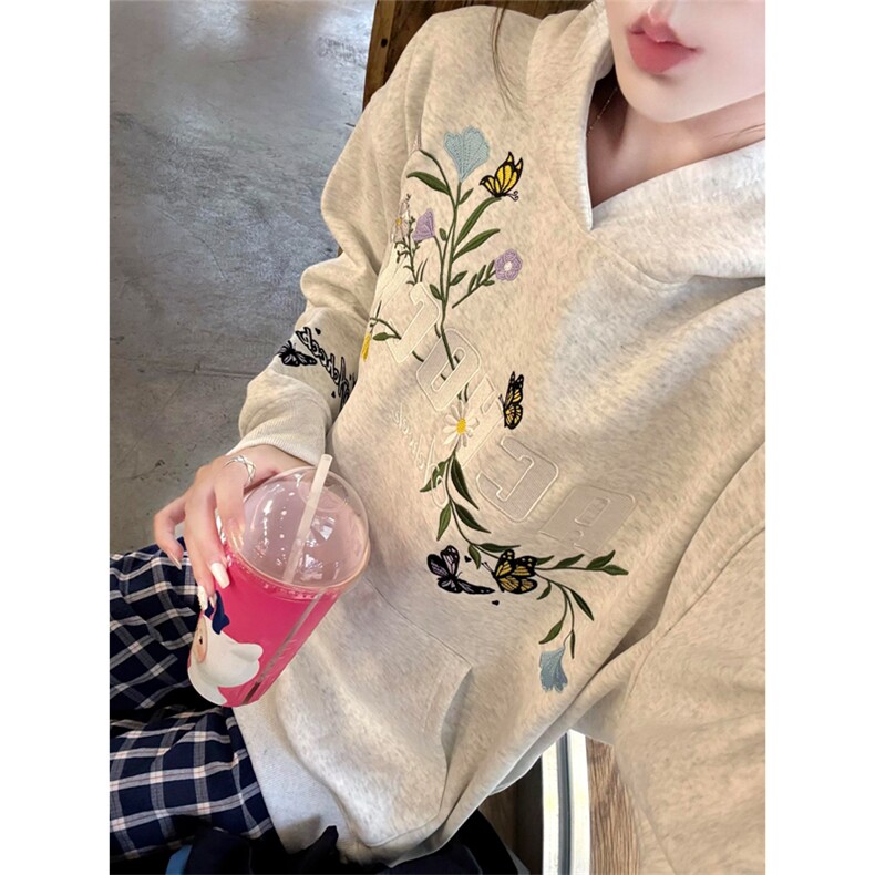 网图有货新中式刺绣花卉连帽华棉卫衣男女情侣外套上衣A819-P50,女装短外套,星座1505