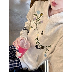 网图有货新中式刺绣花卉连帽华棉卫衣男女情侣外套上衣A819-P50，女装短外套，星座1505
