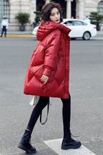 【现货】羽绒服女白鸭绒中长款冬装韩版宽松加厚拉链插肩袖,女装羽绒服,鑫源服饰