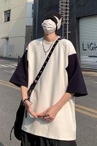 B239-1259-P38 夏季圆领重磅短袖T恤男拼色体恤上衣半袖图片