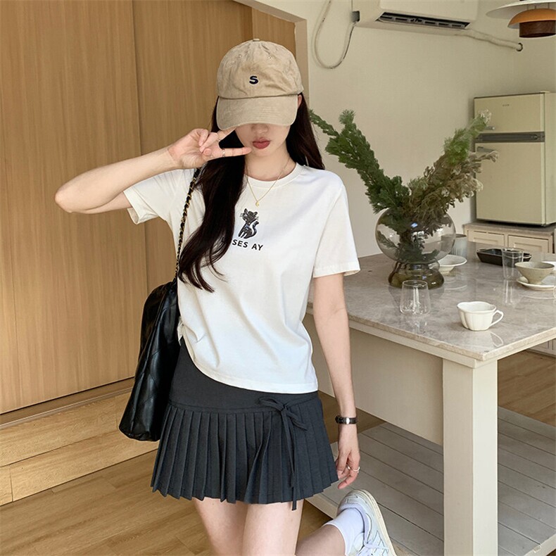 TT063-P35短袖t恤女夏2025新款潮刺绣花短款正肩圆领韩版上衣,男装T恤,星座911-3