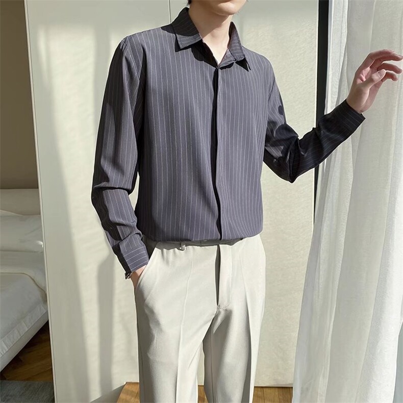 长袖衬衫男港风潮流CT38P37图片