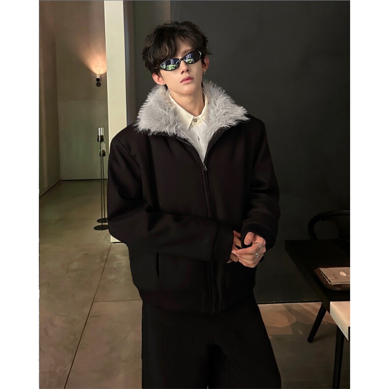 25秋冬男士惠灵顿皮草风衣夹克超保暖加厚棉衣夹克MJ1086-P158,男装夹克,电商B288