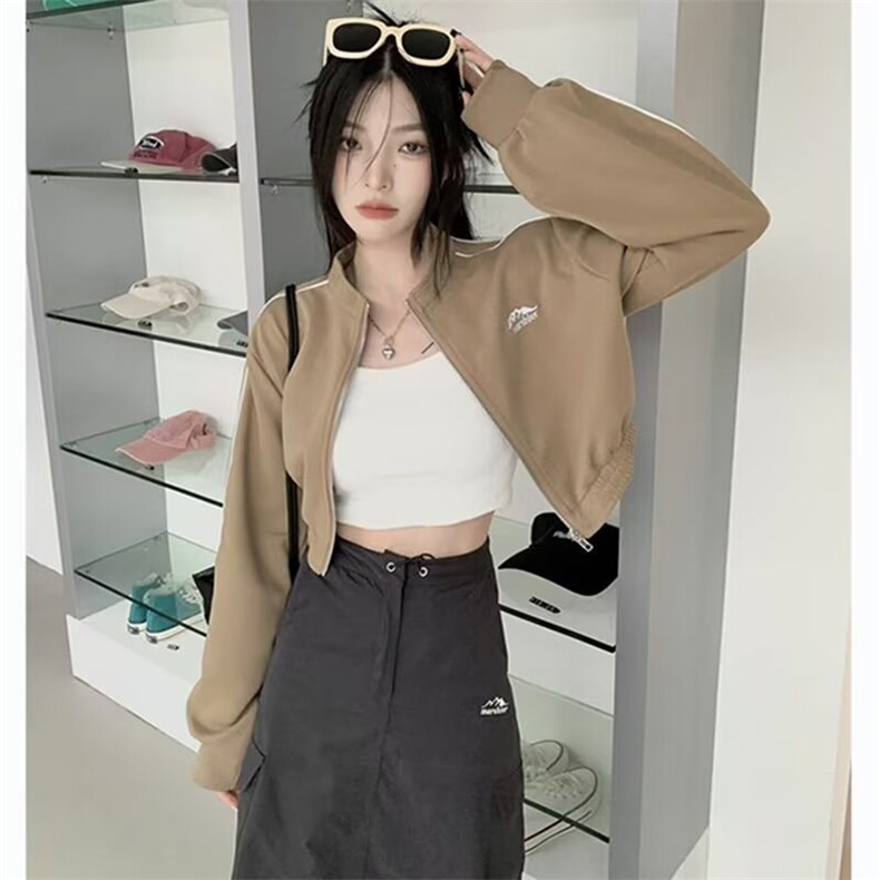 美式辣妹休闲运动立领外套女秋季小个子宽松显瘦短款夹克开衫上衣,男装夹克,星座1210-1