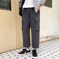 夏季潮流束脚宽松休闲青年港风九分裤口袋薄款工装裤男，男装休闲裤，星座1008