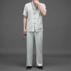 CS2024夏季男士复古薄款短袖唐装休闲套装免烫中老年爸爸装P90,男装中老年男装,电商B360