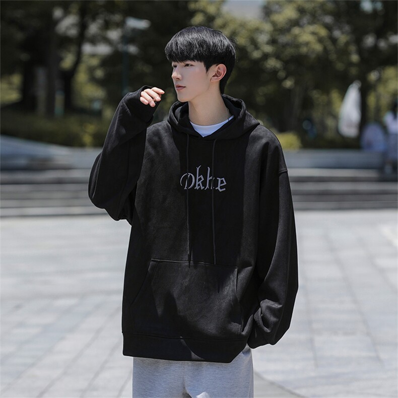 M-6XL380克大码秋季新款连帽麂皮绒刺绣套头卫109-W02042-P58,男装卫衣,星座109