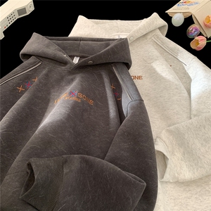 加绒重磅砂洗做旧拉链刺绣连帽卫衣JF816-特P68控118加绒P73控128