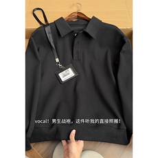 2026春季新款港风切片大码翻领长袖卫衣M-5XHW26172-特P35，男装卫衣，电商A022