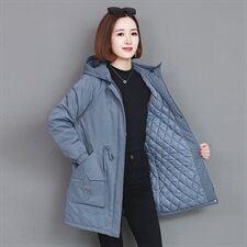 现货产品盗图必究！夹棉外套女秋冬保暖休闲减龄棉服连帽长袖棉服，女装棉衣/棉服，曼沙奕珂