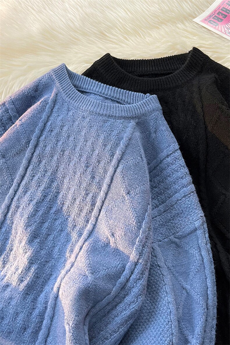 8XL-M圆领毛衣男秋冬季宽松慵懒套头麻花针织衫毛线衣MY19005P68,男装针织衫/毛衣,电商B312