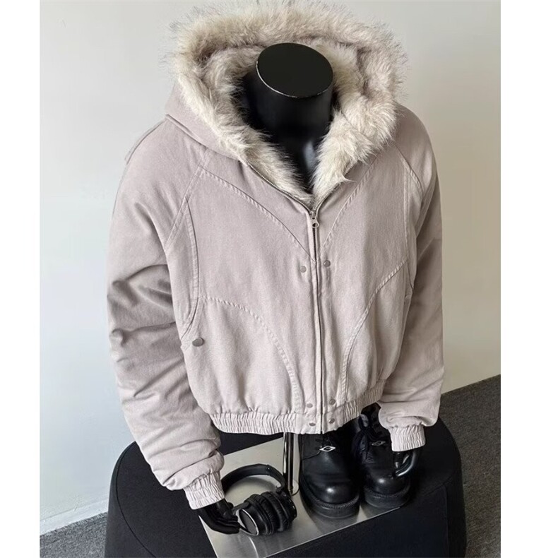 毛领座山雕外套男款冬季cleanfit解构连帽厚夹克棉服MY249-P125,男装夹克,星座1001-1