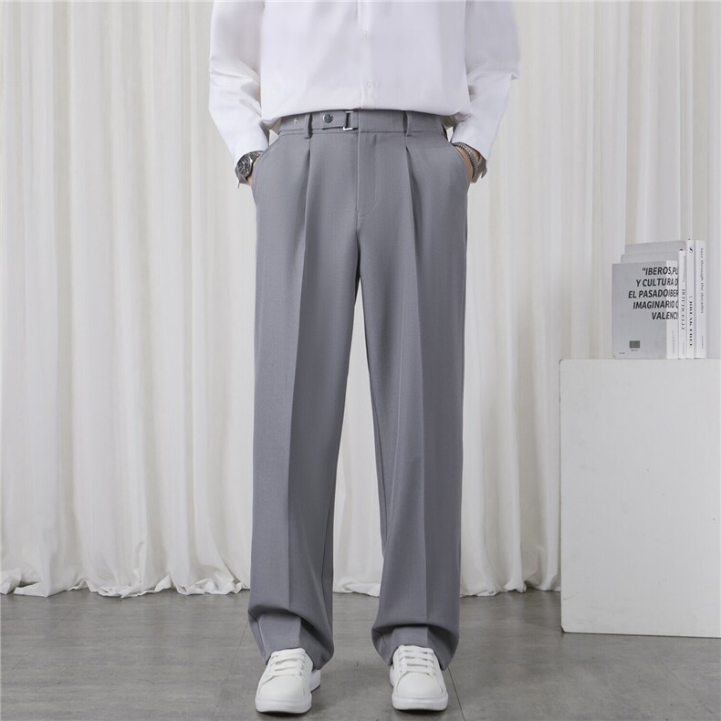 轻熟春季西装裤男韩风坠感阔腿裤直筒宽松拖地裤男垂感潮百搭长裤，男装西服套装，星座715-4