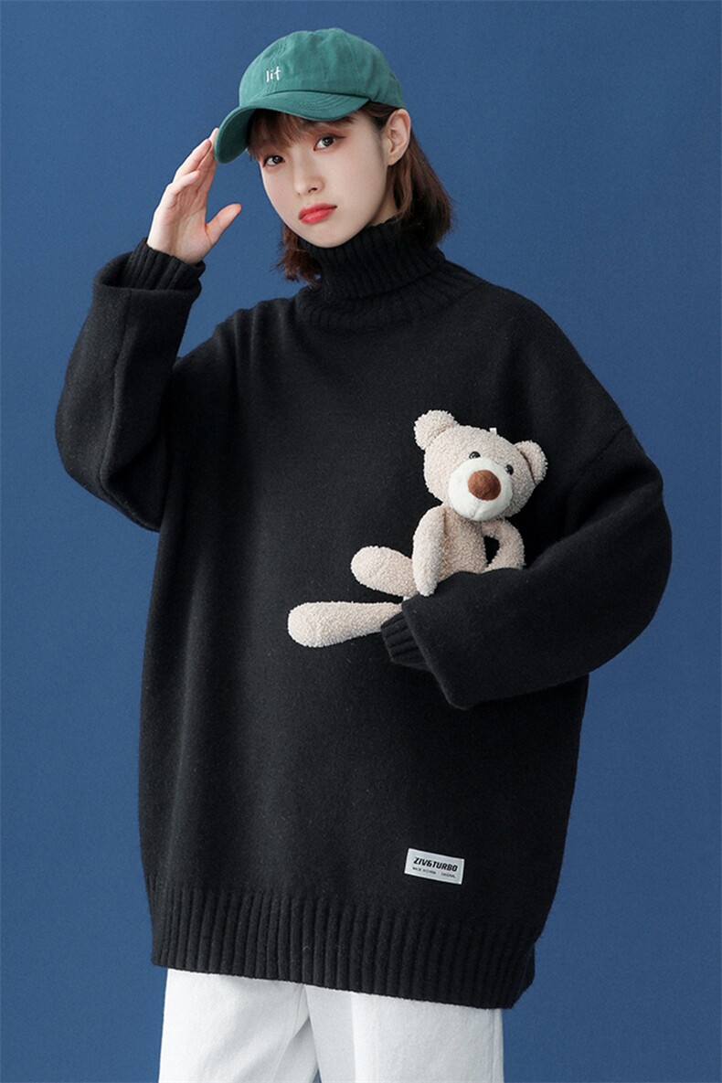 @中性风冬新款2021毛衣高领纯色针织衫上衣A125-C013-P65女类,男装针织衫/毛衣,电商A125