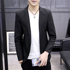 男装西服外套2023春秋季新款爸爸装上衣中年男士商务休闲纯色外套图片