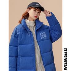 中性22冬季新款简约字母印花面包服立领加绒加厚棉服外套MY51P65，男装棉衣，A247A