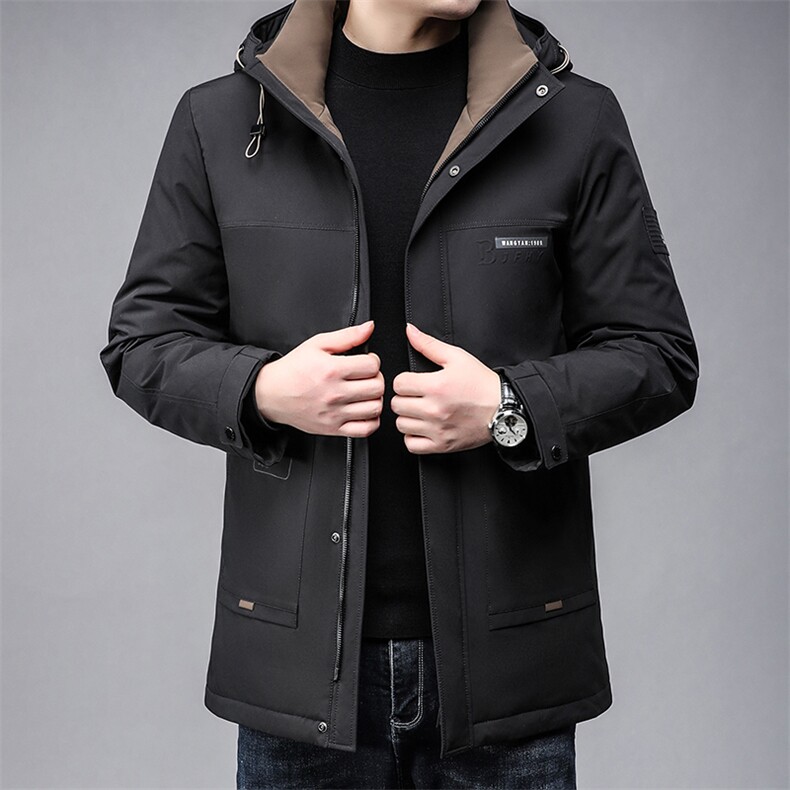 B89472鸭绒男士连帽90绒新款羽绒服中长裤商务精品,男装羽绒服,钱塘207-3