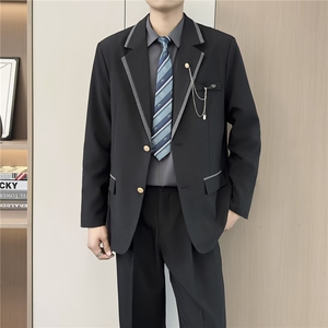 日系学院风DK制服男生西服套装英伦风学生痞帅西装外套班服潮图片