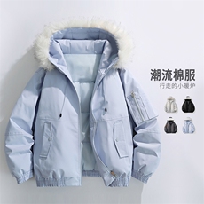 美式座山雕毛领羽绒服男冬季加厚棉衣情侣棉服外套MY2525-P100，男装羽绒服，星座610（原A335）