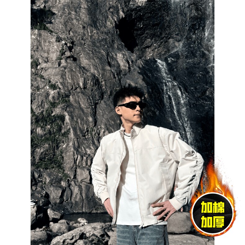 现货秋冬季美拉德立领飞行立领夹克boxy廓形棉衣高街加厚加棉外套，男装夹克，电商A486-1
