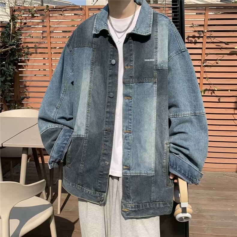 港风秋季牛仔外套男潮牌 炸街休闲百搭牛仔夹克男J1169-P65图片