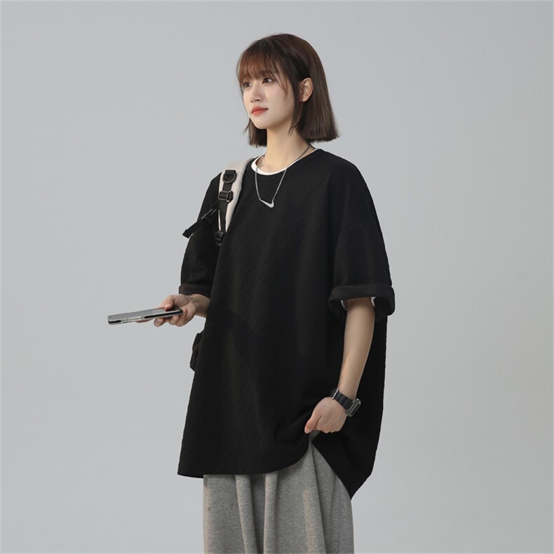 T133/特P20中性风男士华夫格短袖t恤男百搭个性上衣宽松半袖体恤，女装T恤，电商基地A050