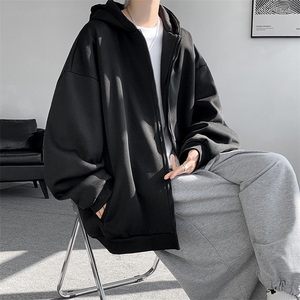5XL-M 潮流大码卫衣男休闲宽松情侣开衫连帽纯色卫衣外套WY07P38图片
