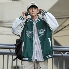 新款男小牛津面料棒球服竖领cityboy风针织外套WT2409-P80控138，男装夹克，星座717