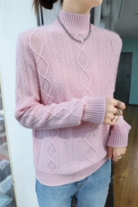时尚女士七针加厚菱形半高领羊绒衫舒适保暖显瘦毛衣，女装羊绒衫，昭美羊绒