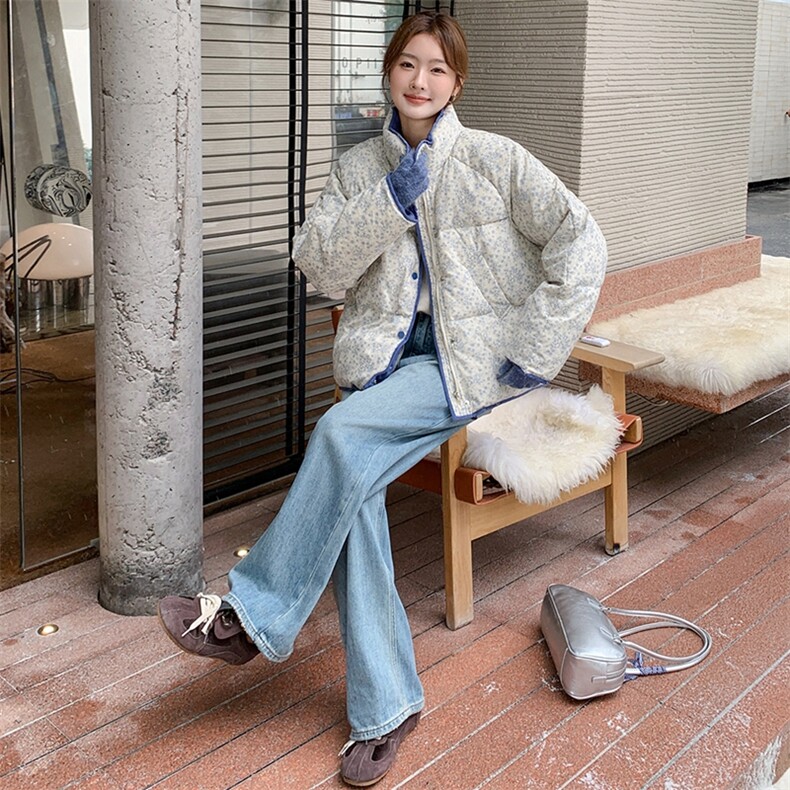 独特漂亮超好看碎花羽绒服女冬2024年新款新中式国风立领短款外套,女装羽绒服,浙宝305