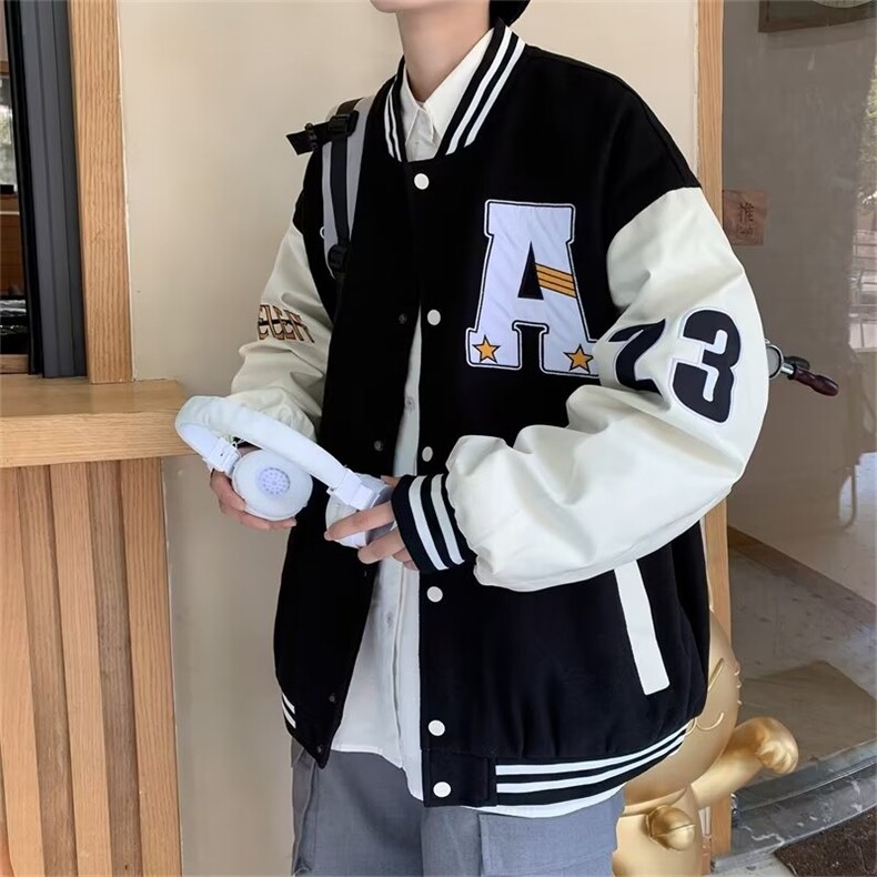 2022美式复古植绒刺绣棒球服外套男街头宽松情侣休闲夹克Z904P55,男装夹克,星座1116-2